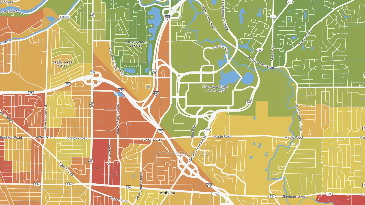 University at Buffalo, NY Map of Vehicle Theft Rates