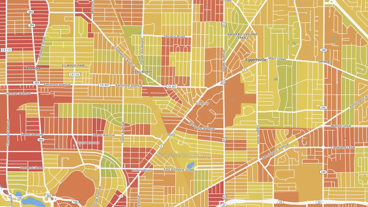 University, Buffalo, NY Map of Vehicle Theft Rates