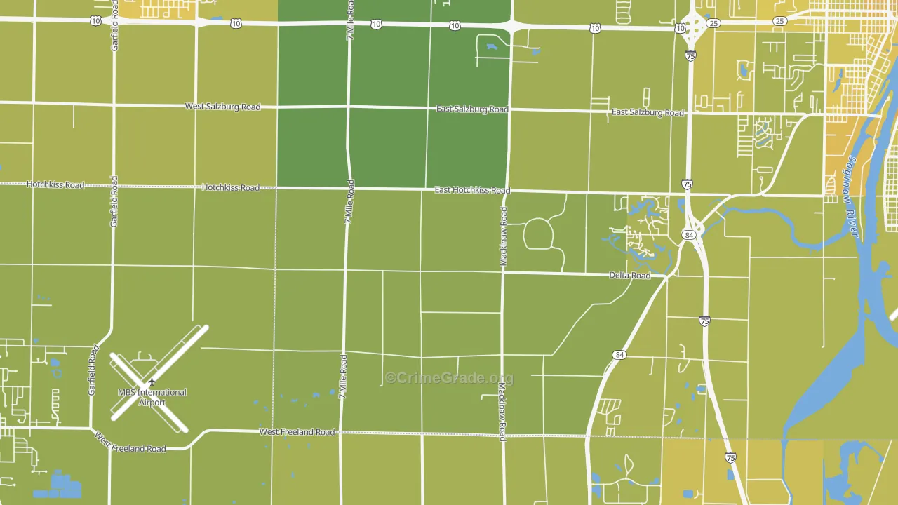 University Center, MI Map of Vehicle Theft Rates