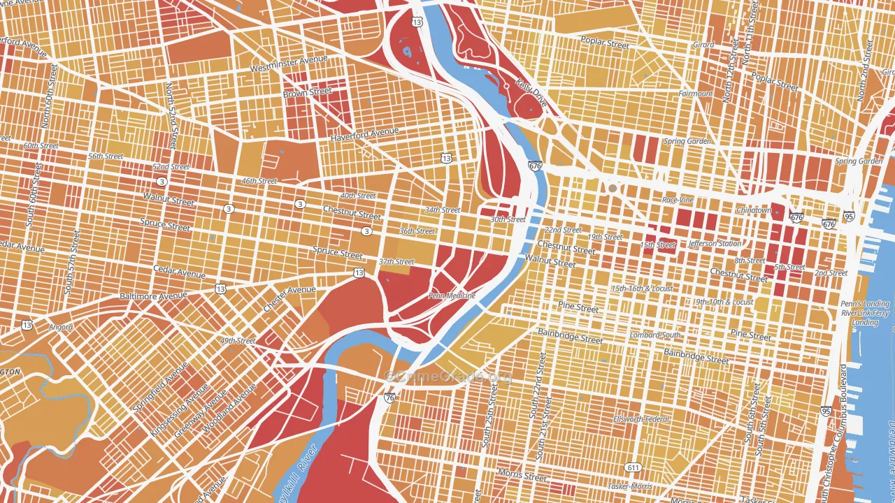 University City, Philadelphia, PA Map of Vehicle Theft Rates