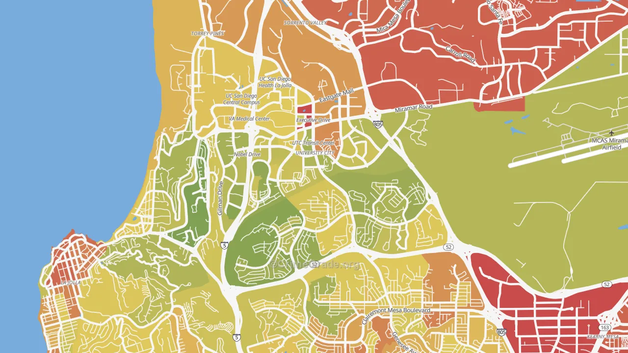 University City, San Diego, CA Map of Vehicle Theft Rates