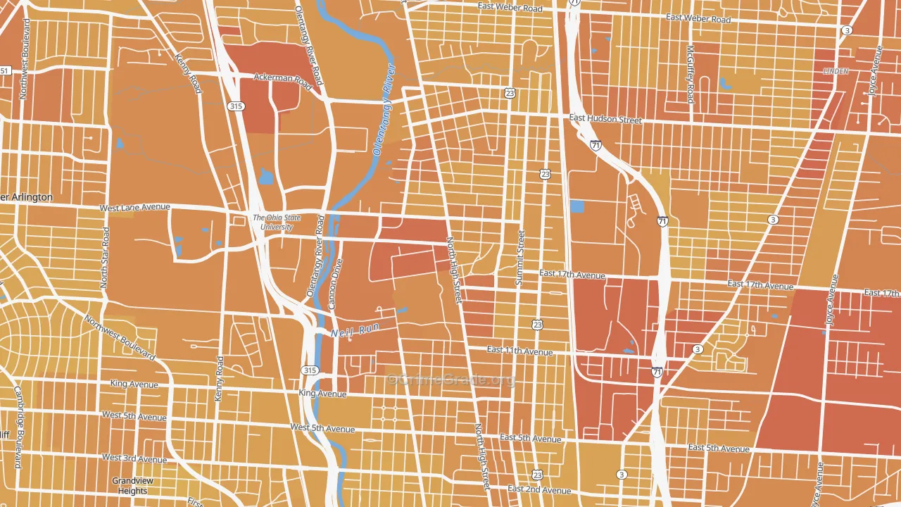 University, Columbus, OH Map of Vehicle Theft Rates