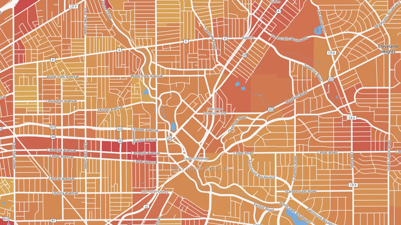 University District, Cleveland, OH Map of Vehicle Theft Rates