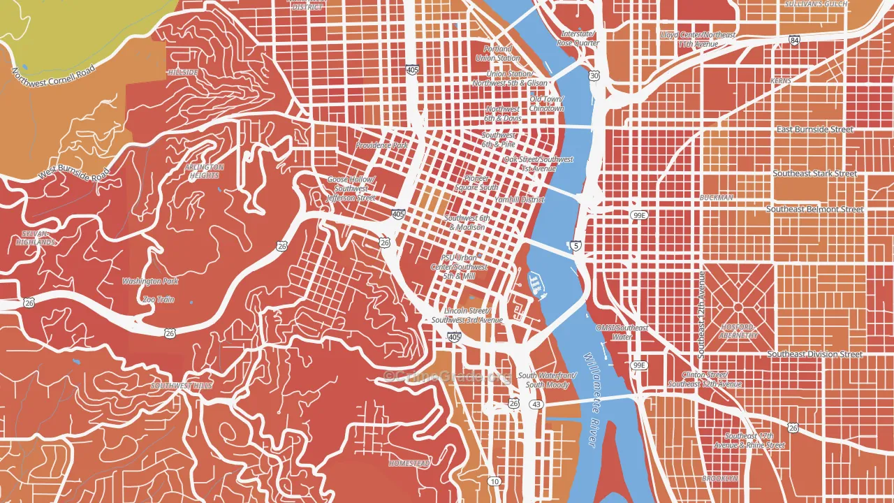 University District, Portland, OR Map of Vehicle Theft Rates