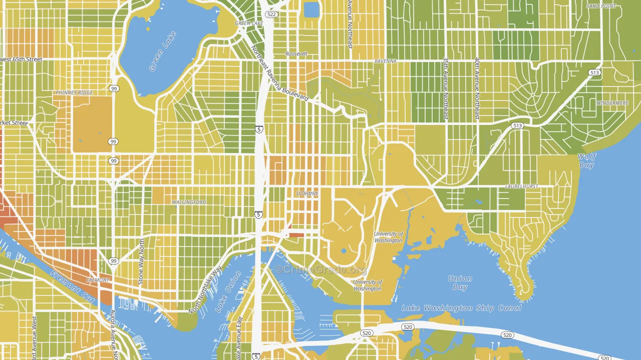 University District, Seattle, WA Map of Vehicle Theft Rates
