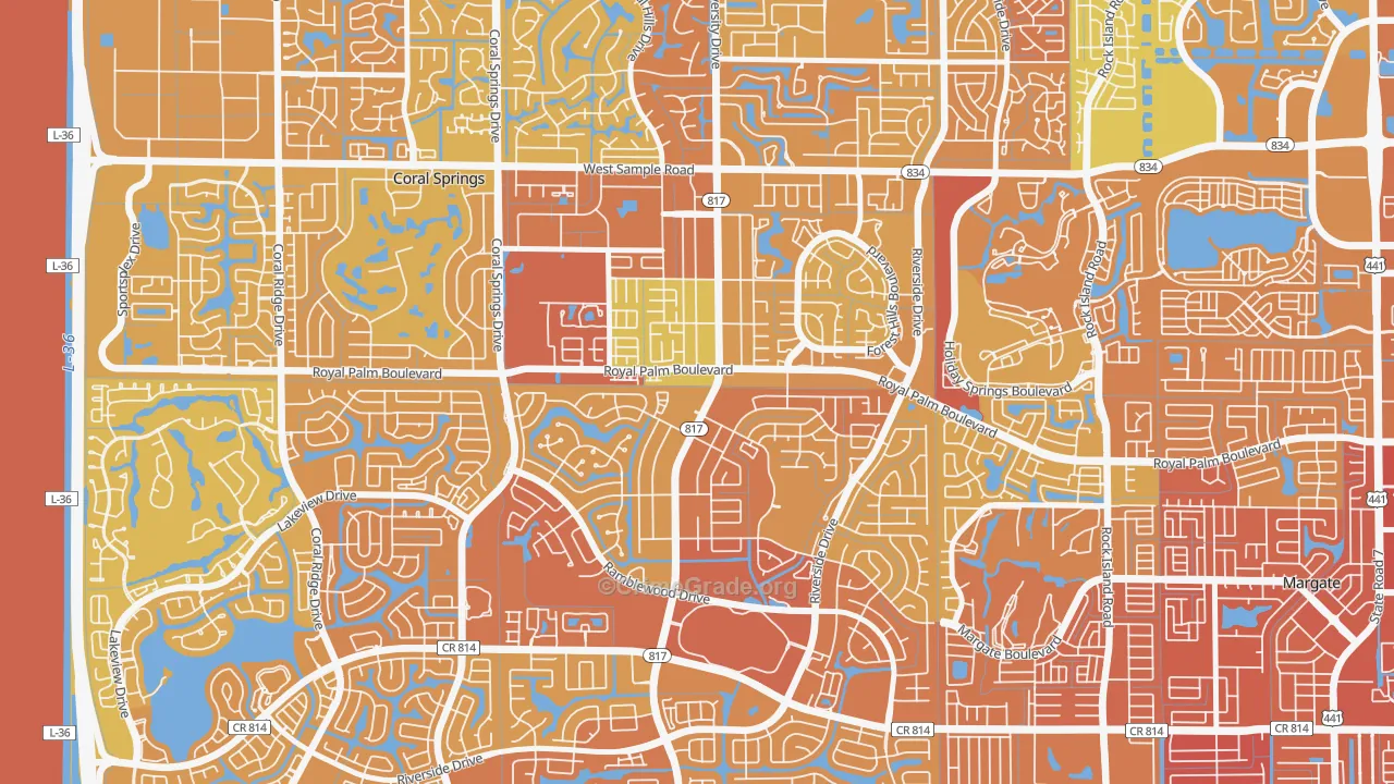 University Drive, Coral Springs, FL Map of Vehicle Theft Rates