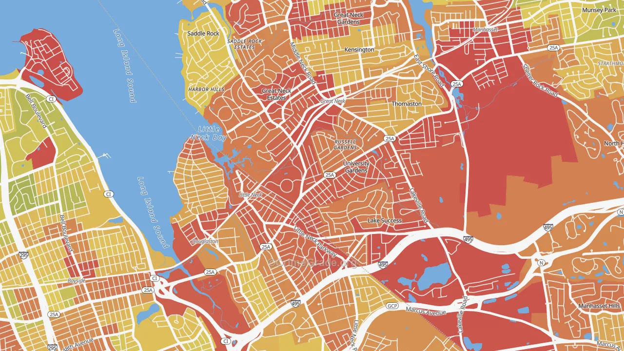 University Gardens, Great Neck, NY Map of Vehicle Theft Rates