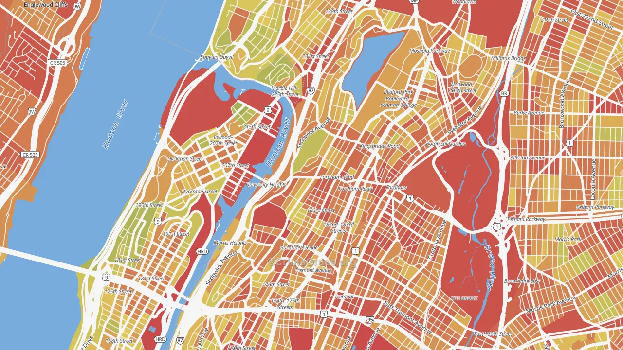 University Heights, Bronx, NY Map of Vehicle Theft Rates