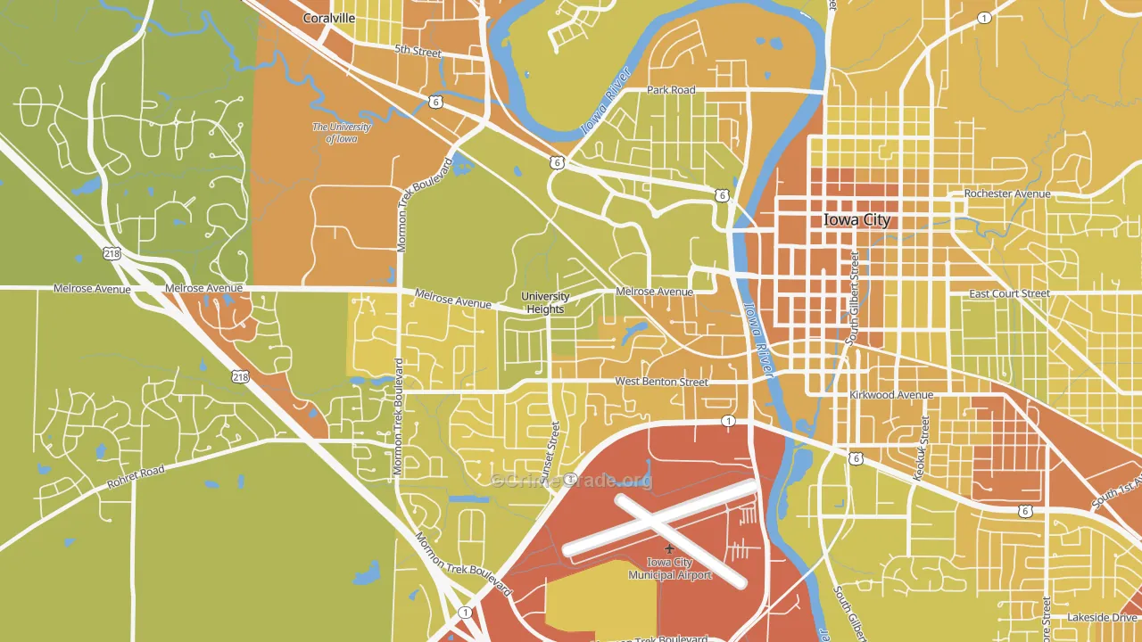 University Heights, IA Map of Vehicle Theft Rates