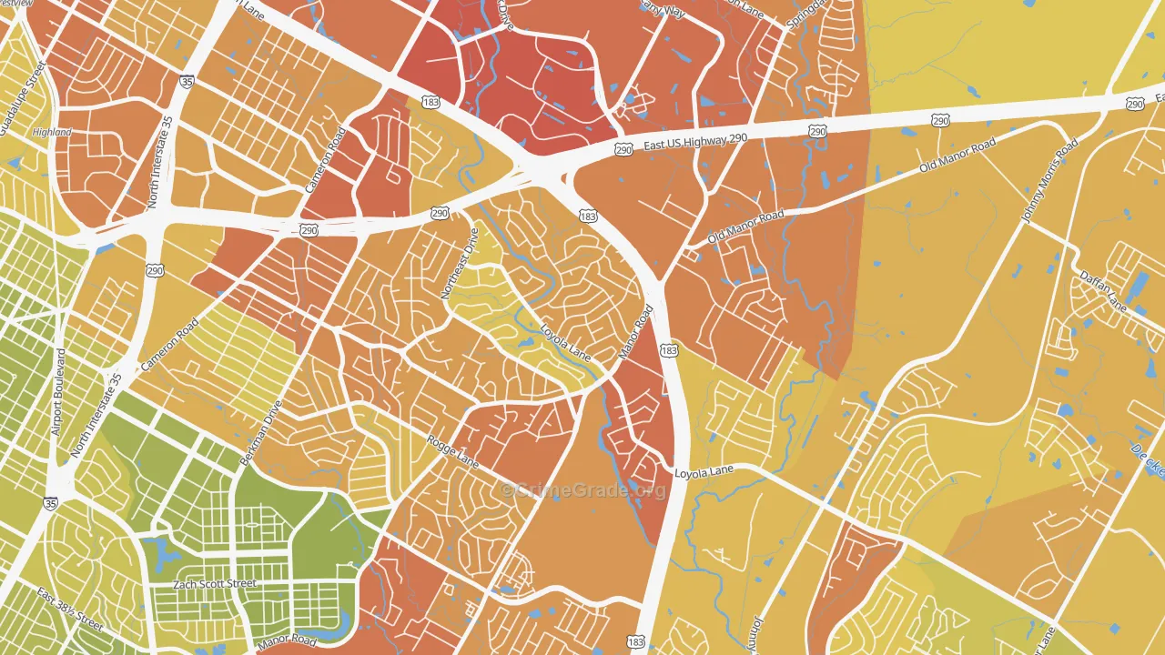 University Hills, Austin, TX Map of Vehicle Theft Rates