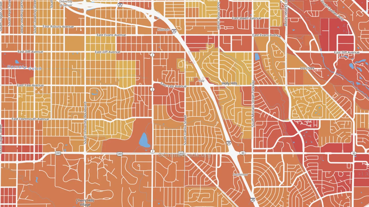 University Hills, Denver, CO Map of Vehicle Theft Rates
