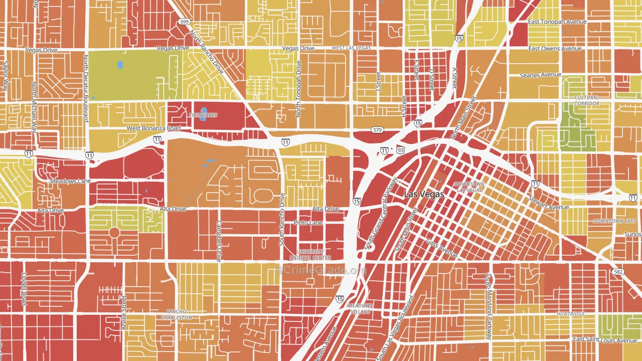 University Medical Center, Las Vegas, NV Map of Vehicle Theft Rates