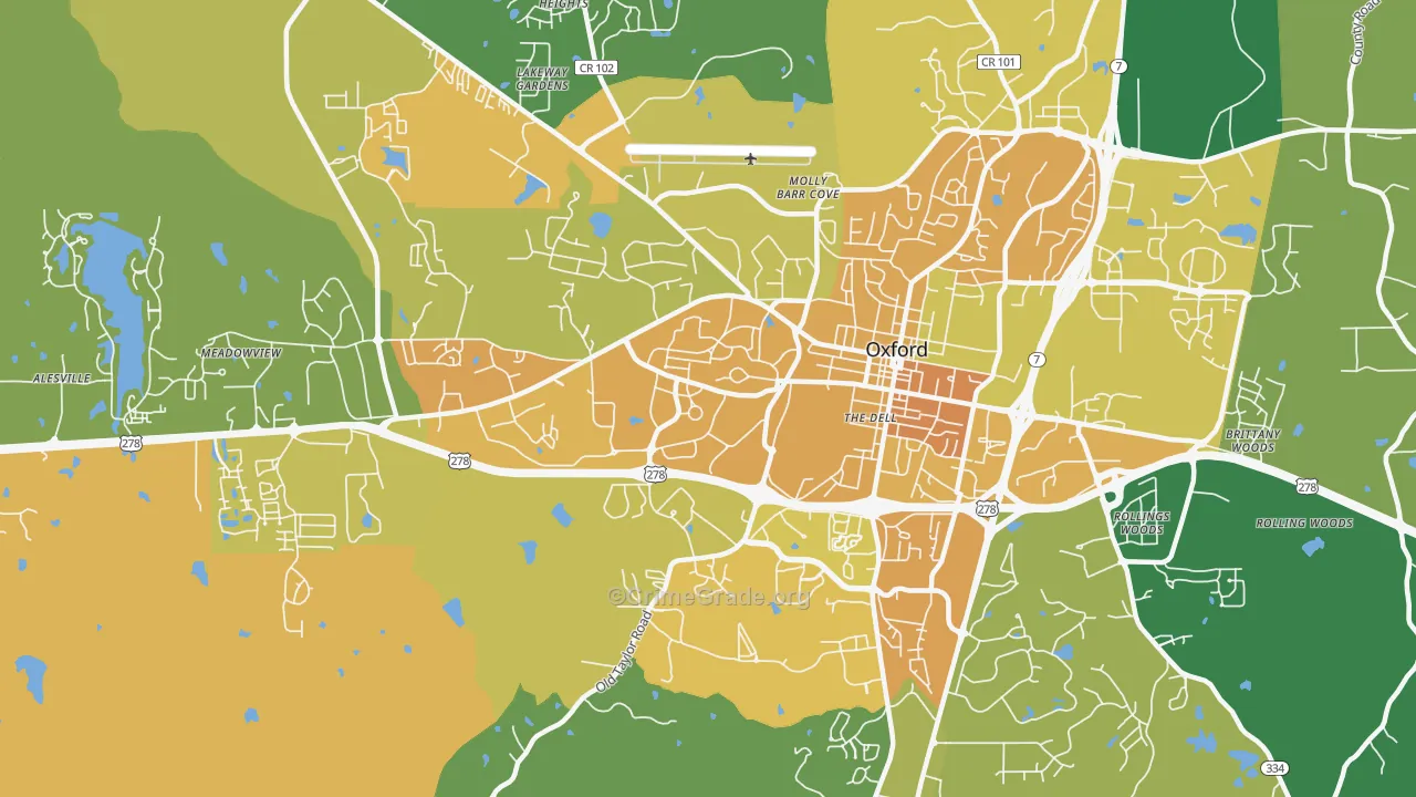 University, MS Map of Vehicle Theft Rates