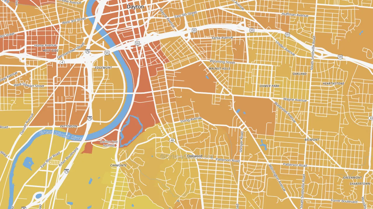 University Park, Dayton, OH Map of Vehicle Theft Rates