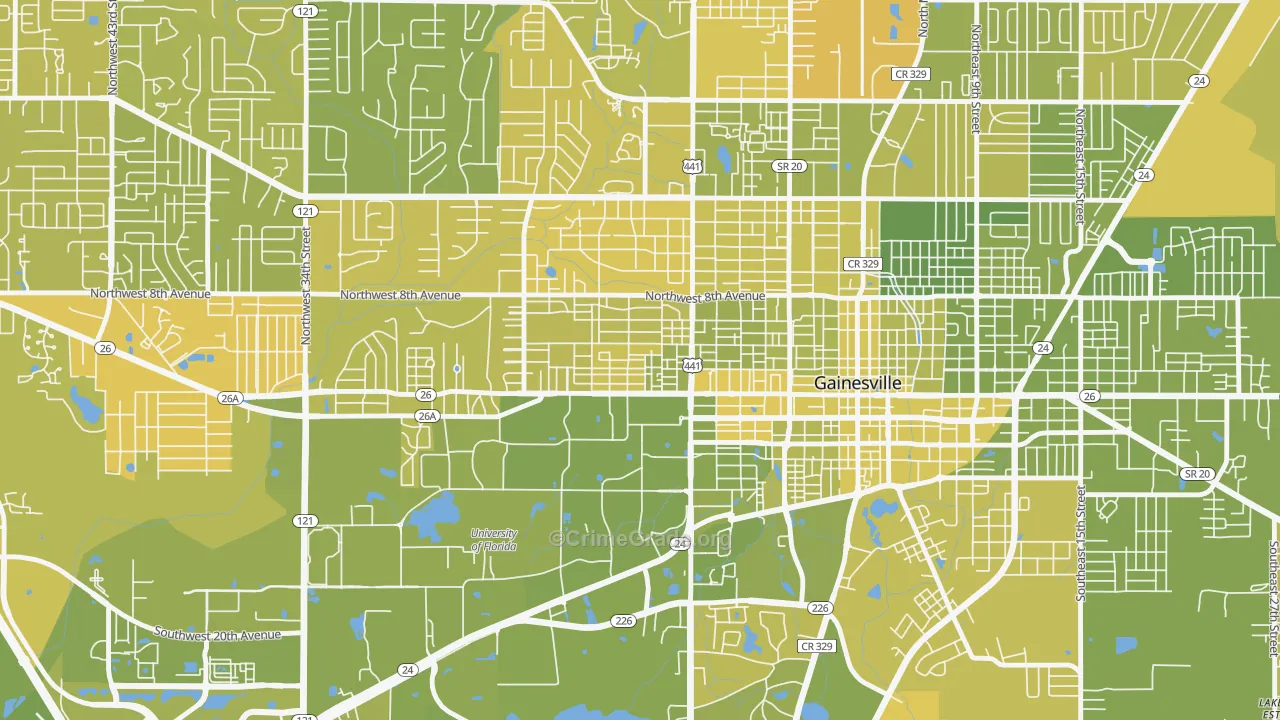 University Park-Gainsville, Gainesville, FL Map of Vehicle Theft Rates