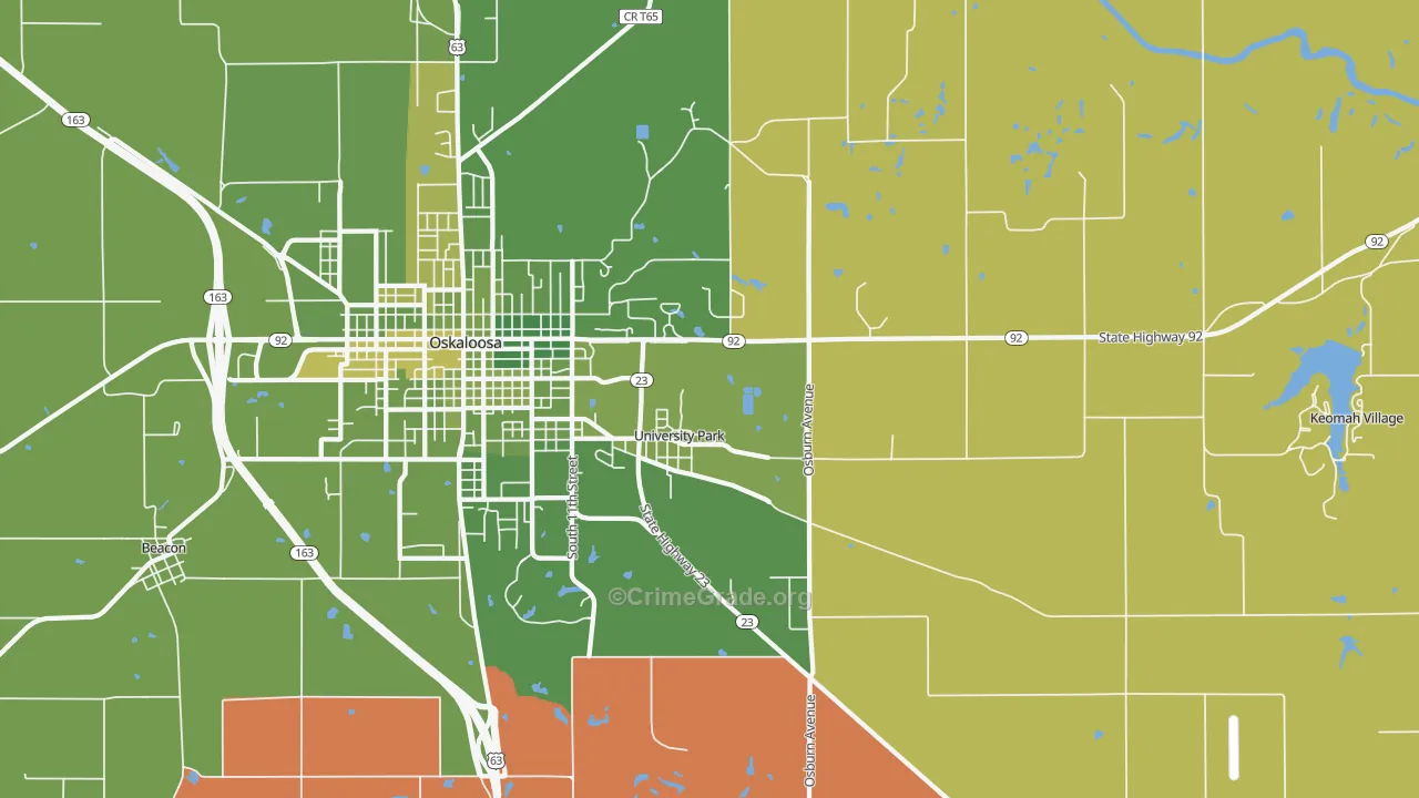 University Park, IA Map of Vehicle Theft Rates