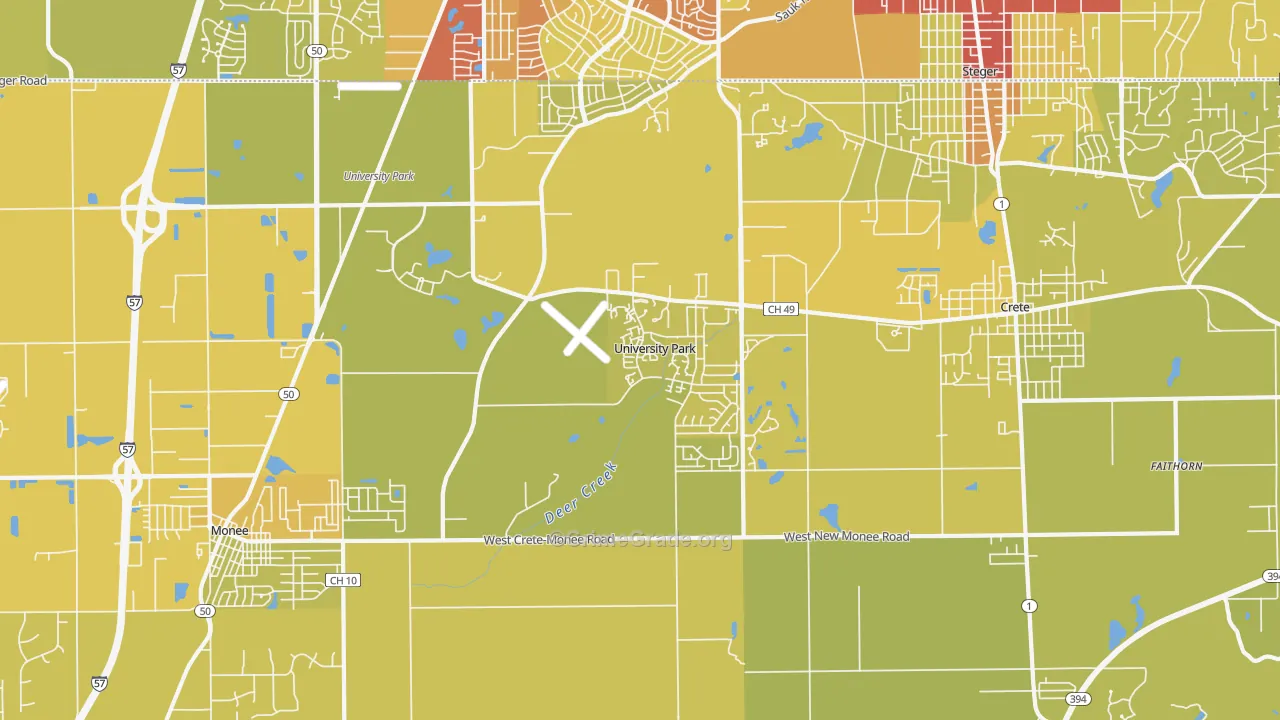 University Park, IL Map of Vehicle Theft Rates