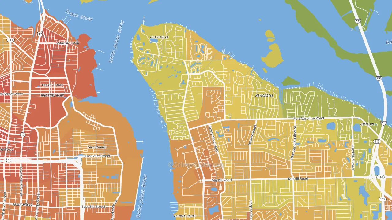 University Park-Jacksonville, Jacksonville, FL Map of Vehicle Theft Rates