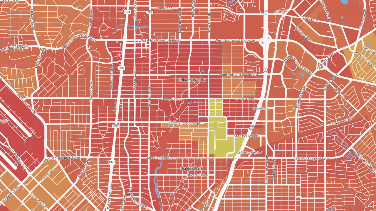University Park, TX Map of Vehicle Theft Rates