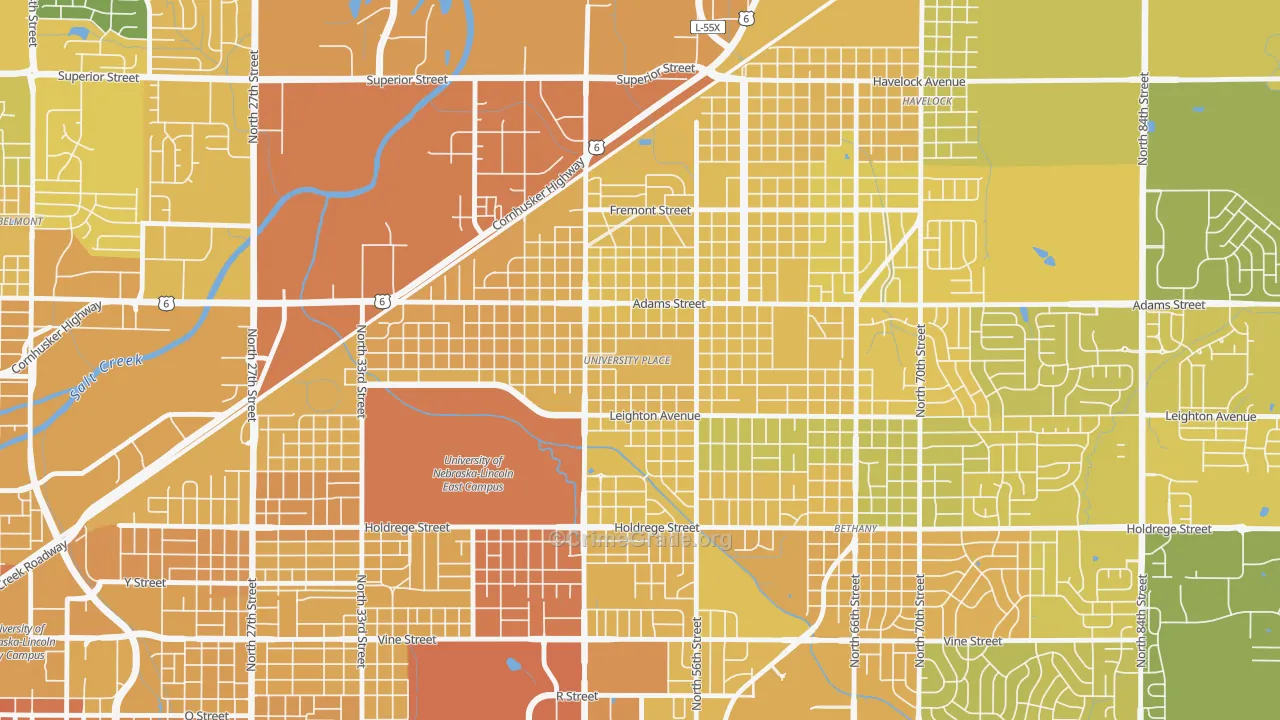 University Place, Lincoln, NE Map of Vehicle Theft Rates