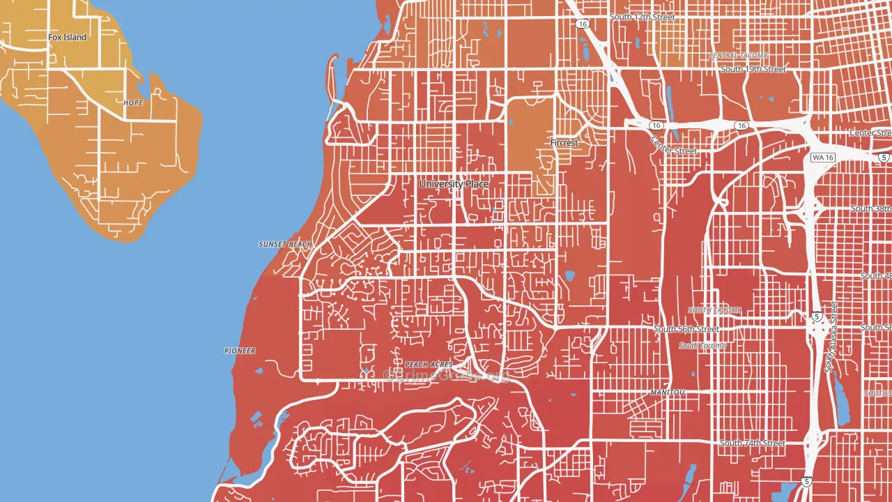 University Place, WA Map of Vehicle Theft Rates