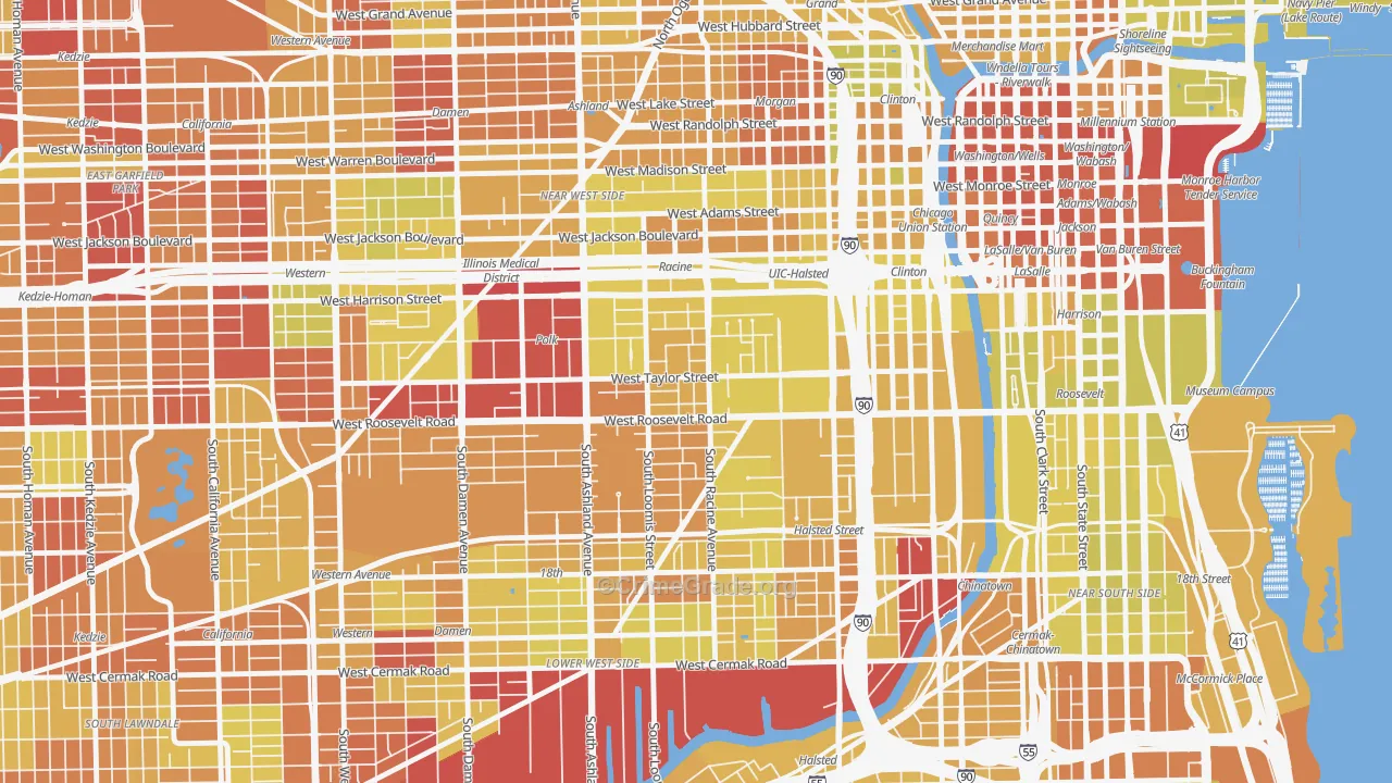 University Village, Chicago, IL Map of Vehicle Theft Rates