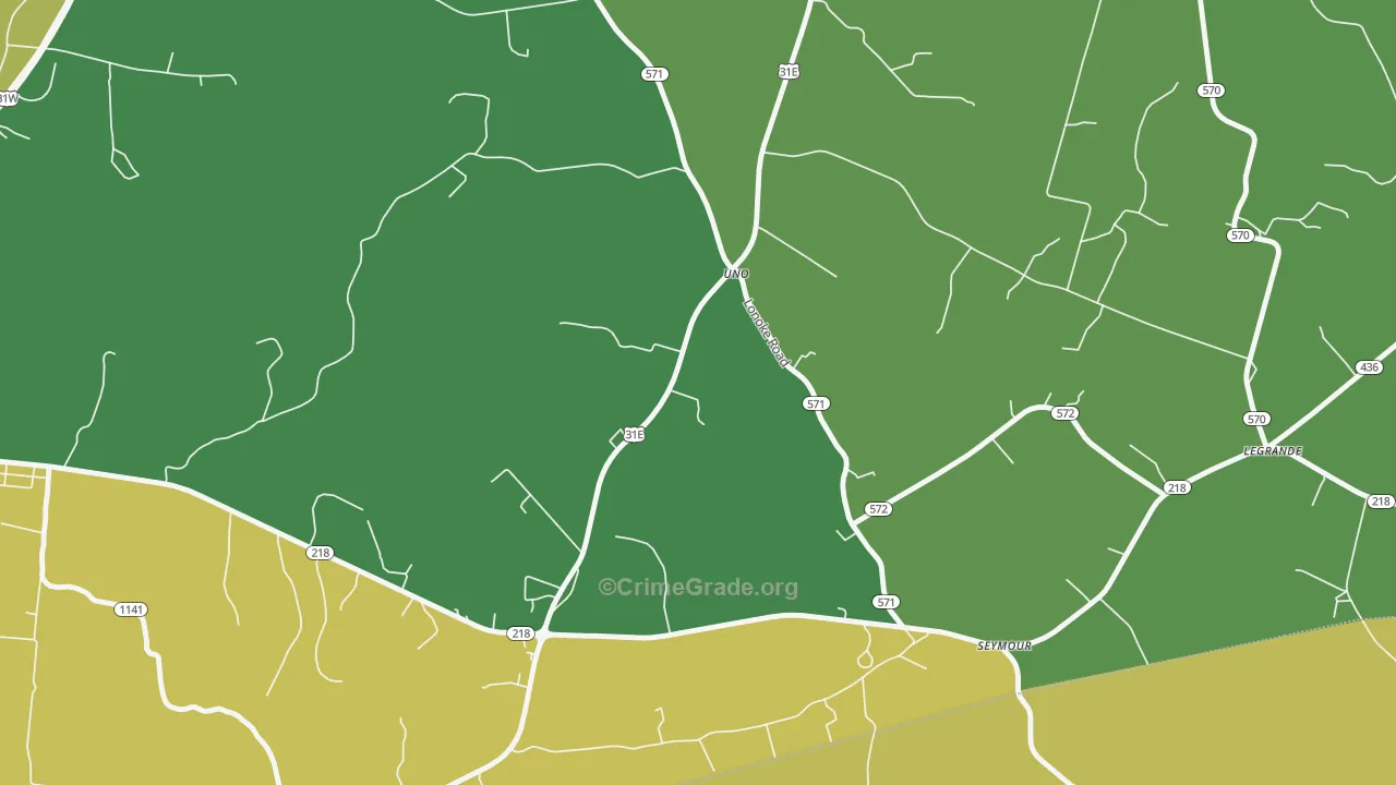 Uno, KY Map of Vehicle Theft Rates