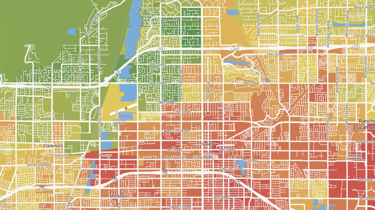 Upland, CA Map of Vehicle Theft Rates