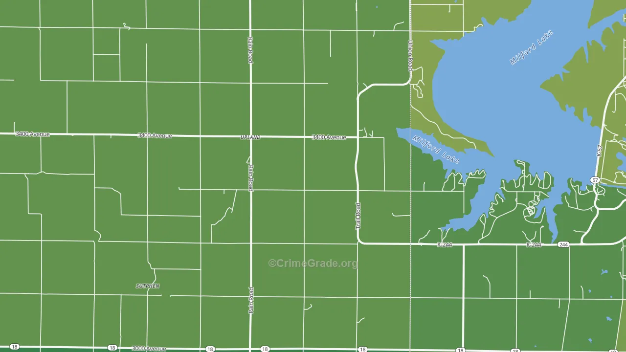 Upland, KS Map of Vehicle Theft Rates
