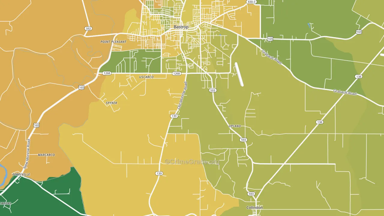 Upland, LA Map of Vehicle Theft Rates