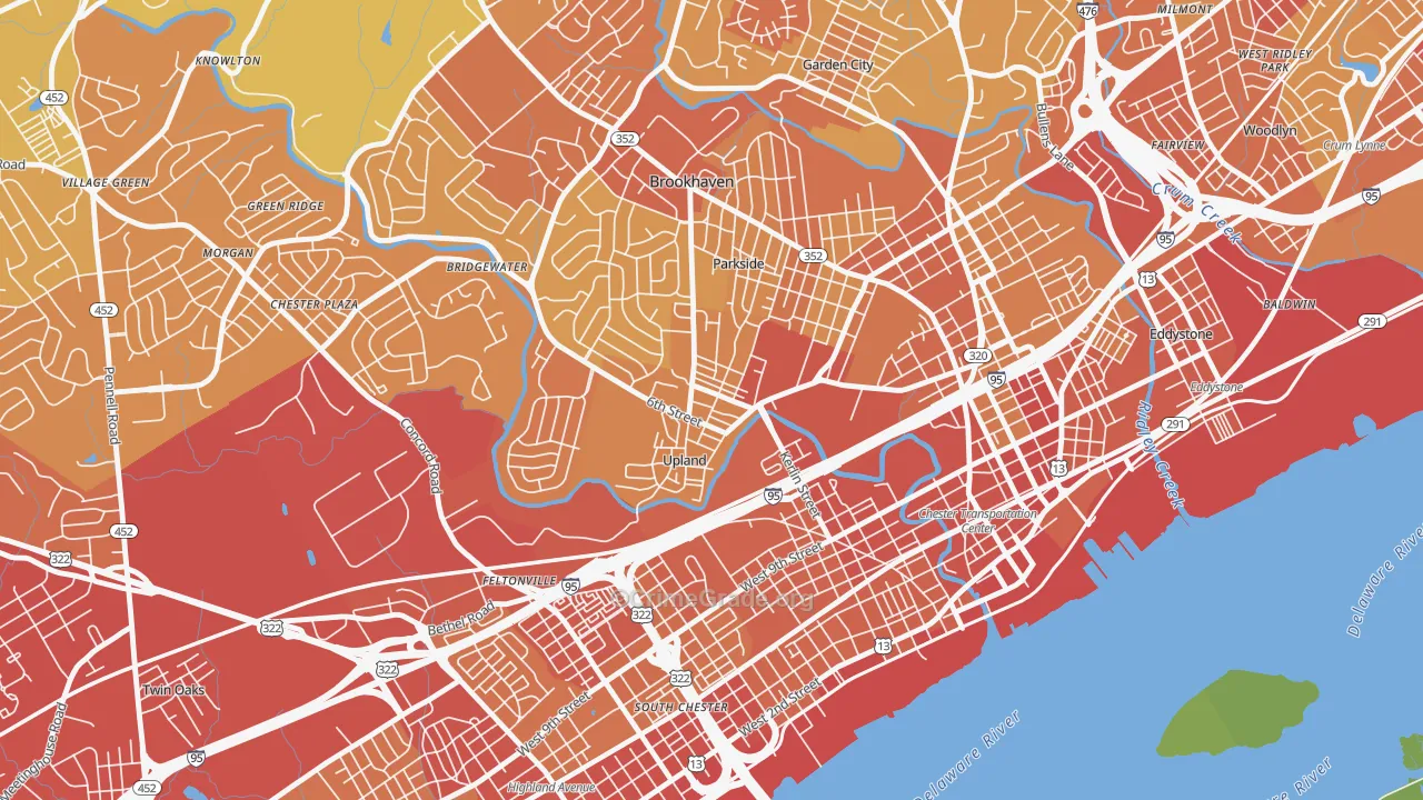 Upland, PA Map of Vehicle Theft Rates