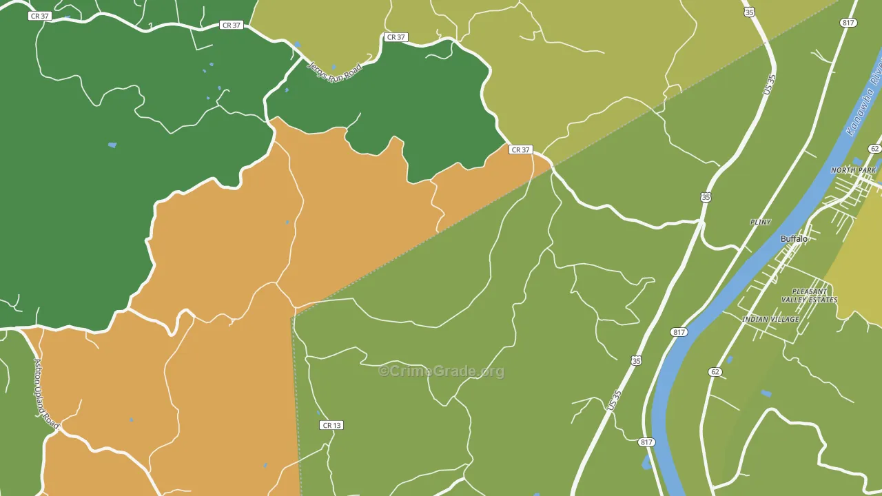 Upland, WV Map of Vehicle Theft Rates
