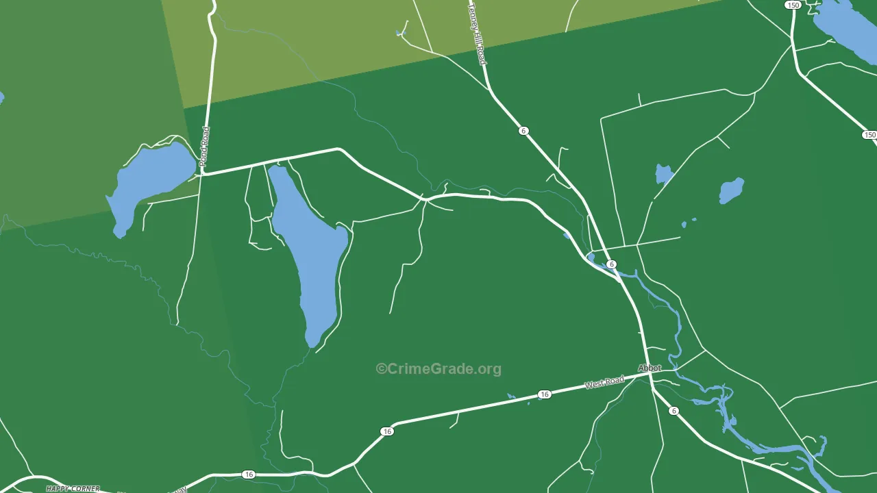 Upper Abbot, ME Map of Vehicle Theft Rates