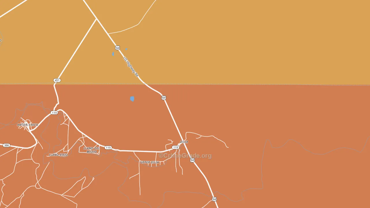 Upper Dilia, NM Map of Vehicle Theft Rates
