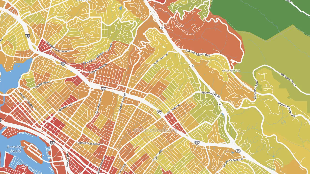 Upper Dimond, Oakland, CA Map of Vehicle Theft Rates