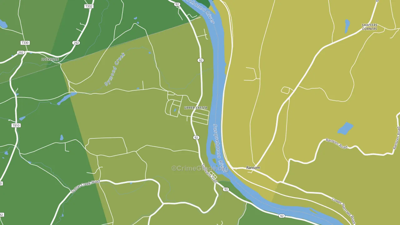 Upper Exeter, PA Map of Vehicle Theft Rates