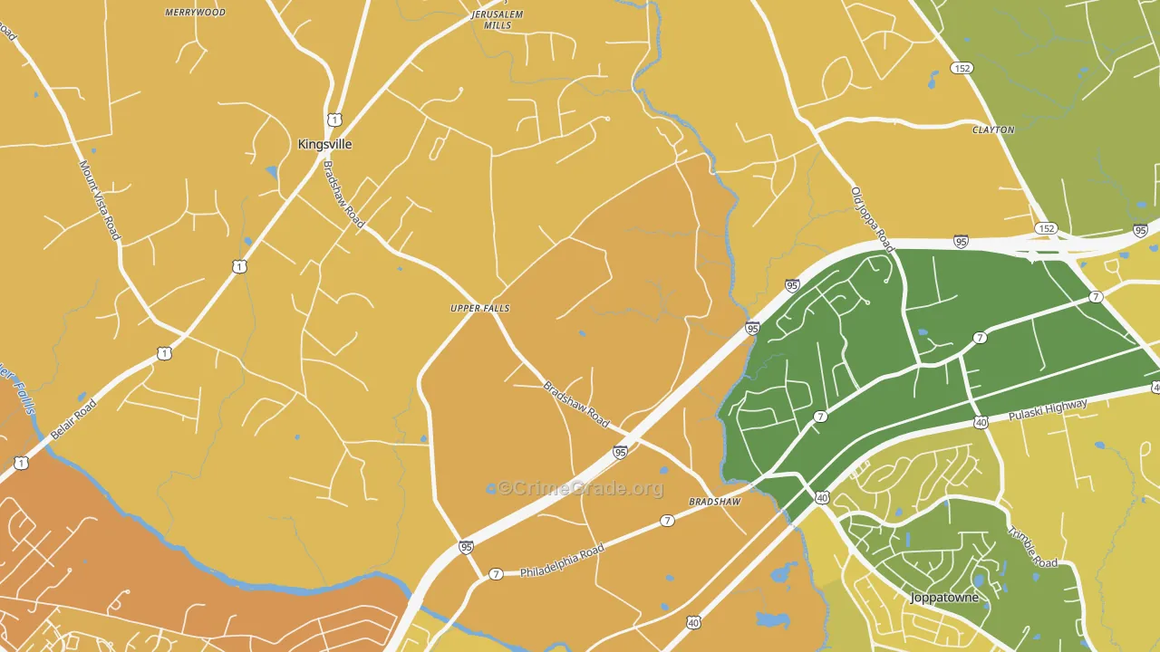 Upper Falls, MD Map of Vehicle Theft Rates