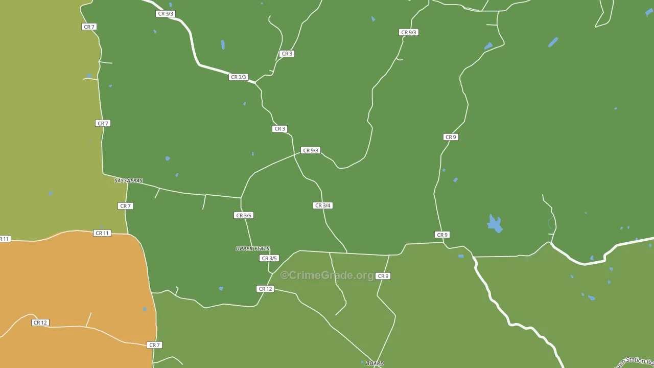 Upper Flats, WV Map of Vehicle Theft Rates