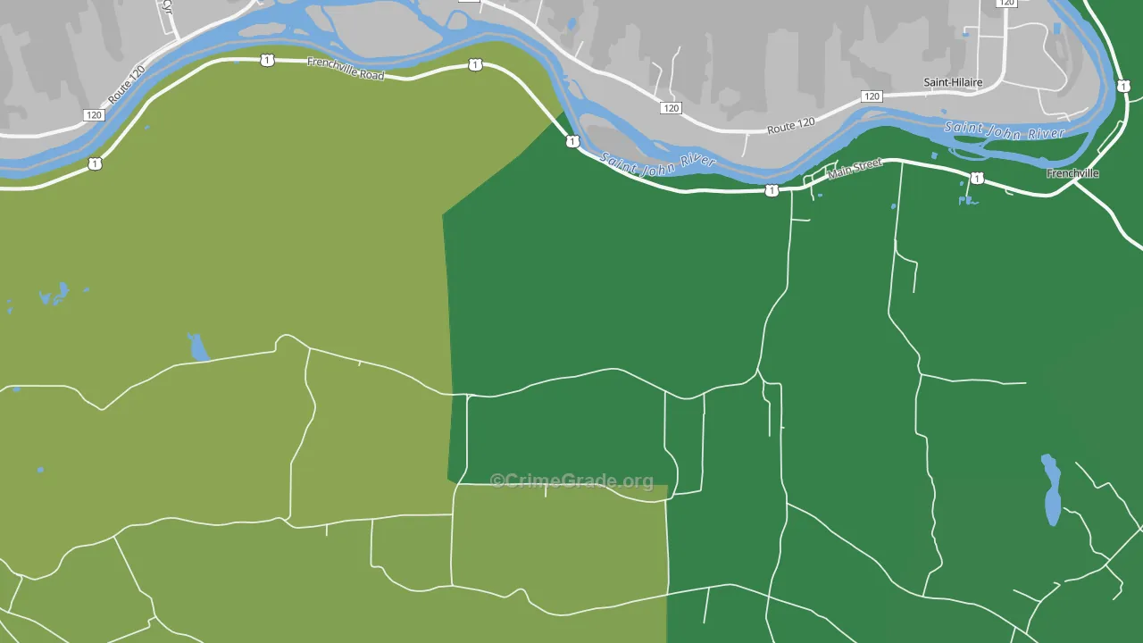 Upper Frenchville, ME Map of Vehicle Theft Rates