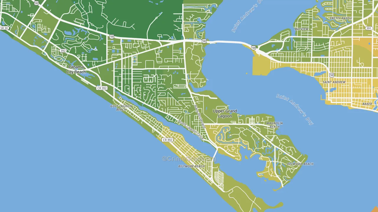 Upper Grand Lagoon, FL Map of Vehicle Theft Rates