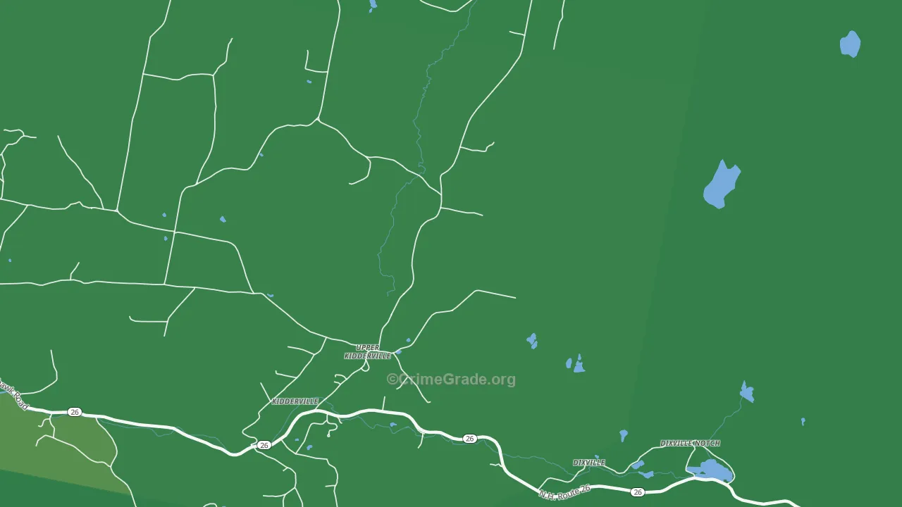 Upper Kidderville, NH Map of Vehicle Theft Rates