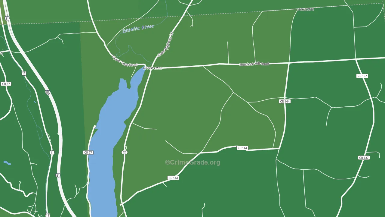 Upper Lisle, NY Map of Vehicle Theft Rates