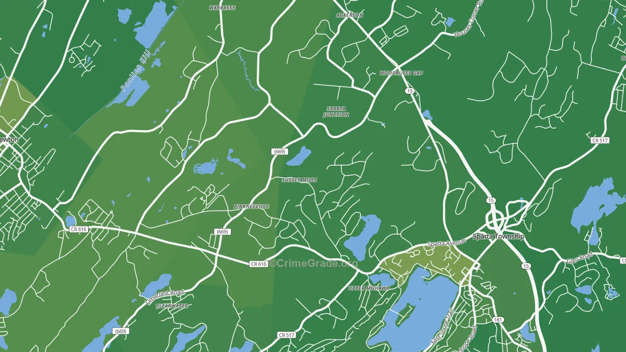 Upper Mohawk, NJ Map of Vehicle Theft Rates
