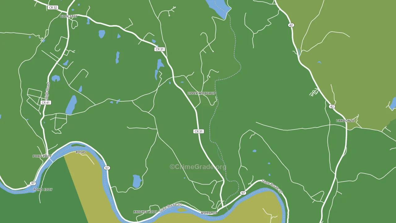 Upper Mongaup, NY Map of Vehicle Theft Rates