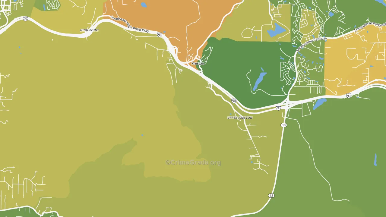 Upper Preston, WA Map of Vehicle Theft Rates
