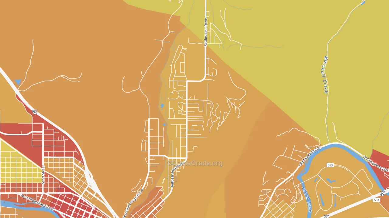 Upper Rattlesnake, Missoula, MT Map of Vehicle Theft Rates