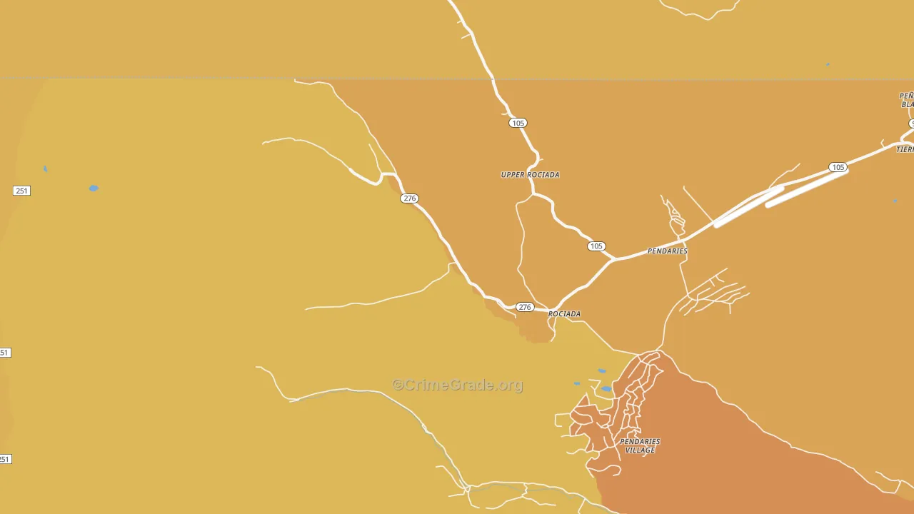 Upper Rociada, NM Map of Vehicle Theft Rates