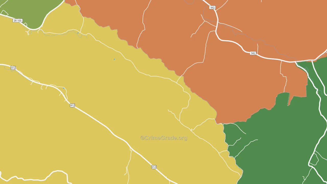 Upper Sinking, TN Map of Vehicle Theft Rates