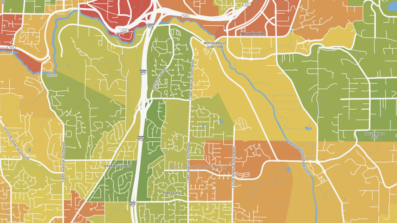 Upper West Ridge, Woodinville, WA Map of Vehicle Theft Rates