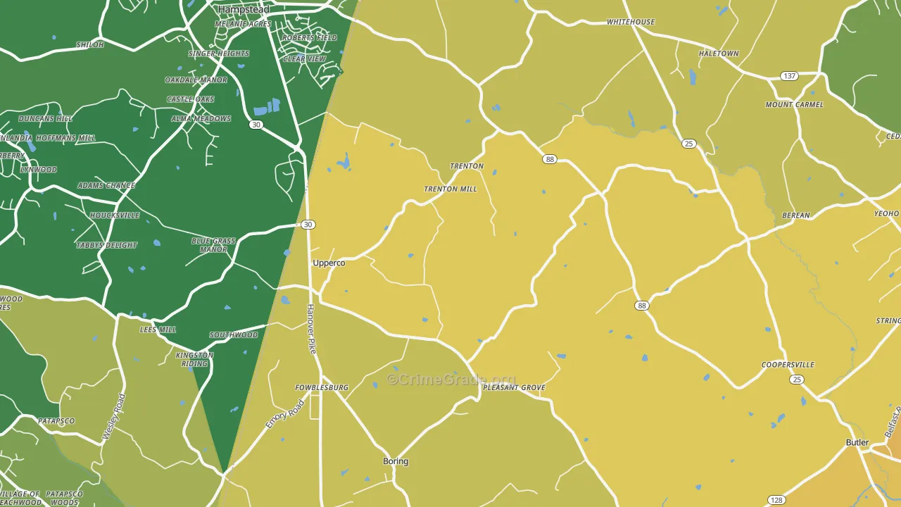 Upperco, MD Map of Vehicle Theft Rates
